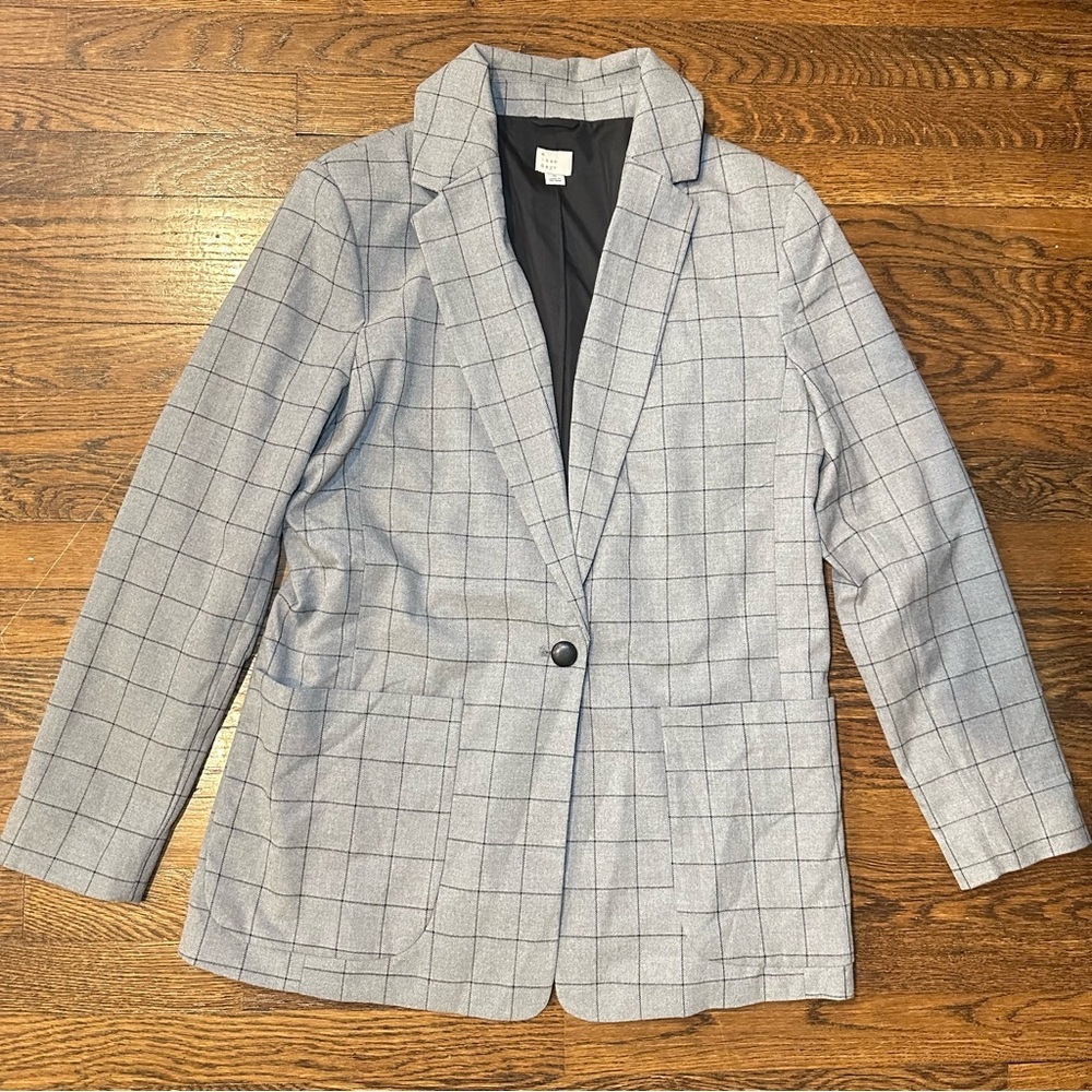 a new day Gray Checkered Blazer